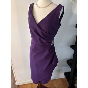 Alex evenings purple plum color dress wedding guest fancy bridesmaid size 6